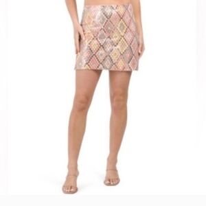 Caroline Constas Fully Sequined Mini Skirt Designer Diamond Disco Rainbpw 10